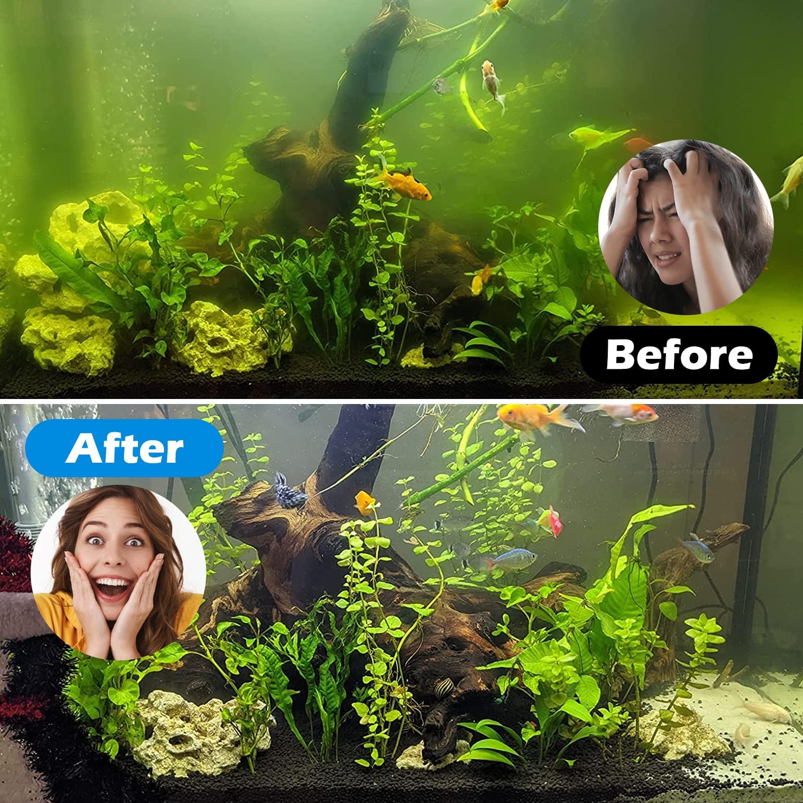 TARARIUM Aquarium Filter U-V Green Clean Machine for 15-55 Gallon Fish Tank Crystal Clear Green Killing 100GPH, Saltwater & Freshwater Hang on Bac