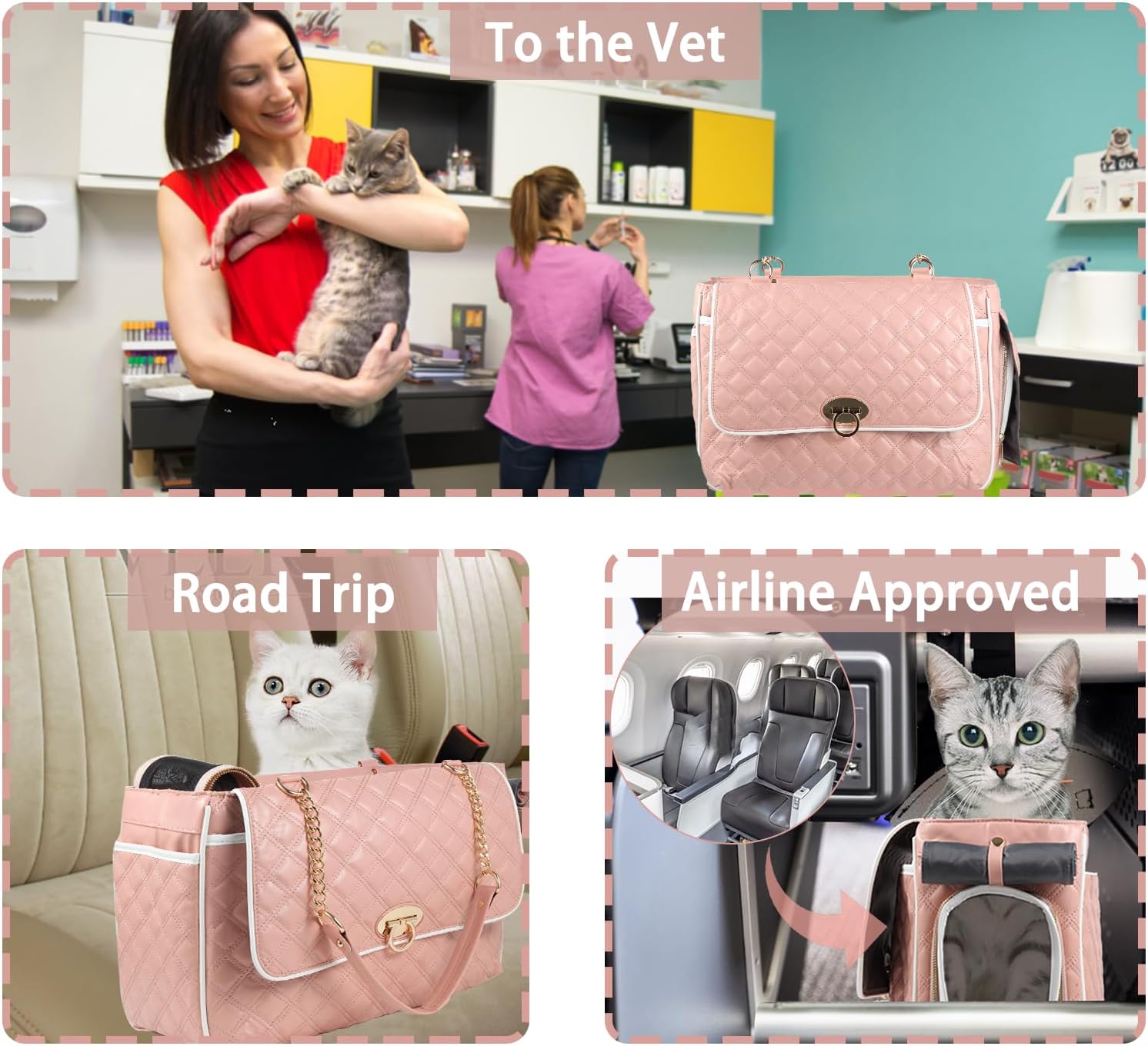 Betop House Puppy Dog Cat Purse Carrier for Small Dogs TSA Airline Approved Fashion Designer Soft-Sided Pet Tote Bag
