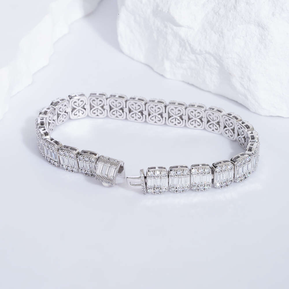 Moissanite Tennis Bracelet New Design Chain with d Color Stone 14k White Gold