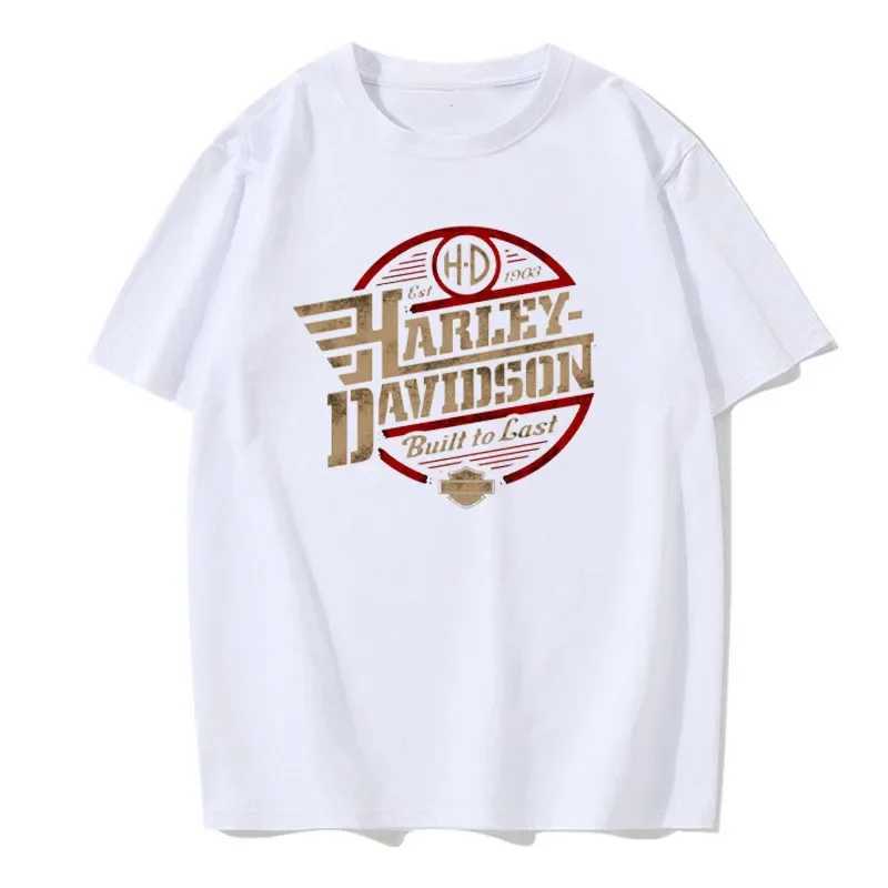 Men's T-Shirts Mens Motorcycle Harley Sports Davidson T-shirt Pure Cotton Summer Vintage Crewneck Extra Large T-shirt Mens and Womens Wear J24042
