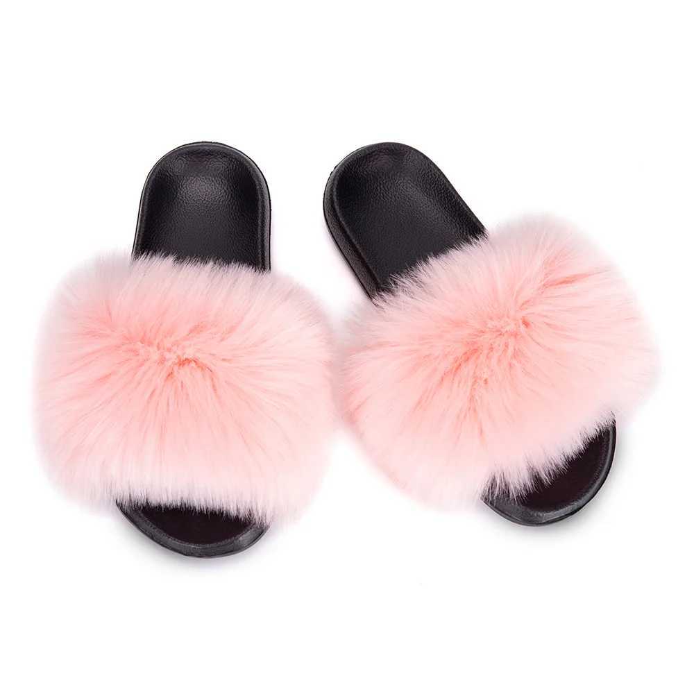 MPPM Faux Fur Slippers Fur Slides Fur Fluffy Sandals Girls Beach Home Plush Sliders Furry Flip Flops Women Shoes WomanXJ250207
