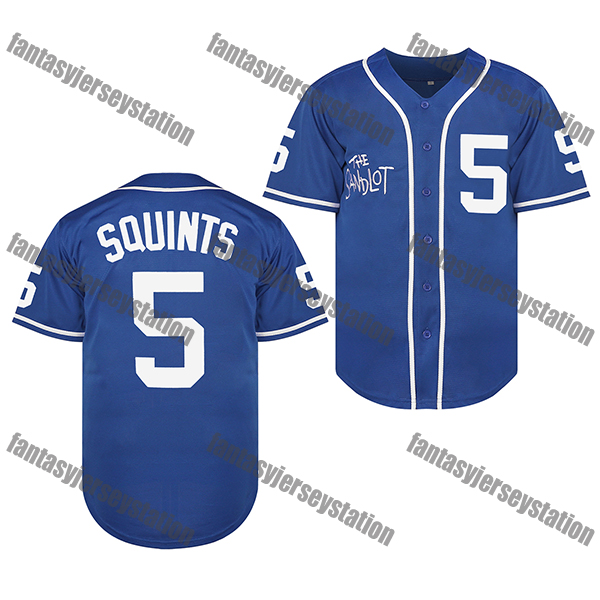 IN STOCK The Sandlot Baseball Jersey 5 Blue SQUINTS Embroidered Baseball Sports Tops Baseball Shirt 90s Hip Hop Fashion Clothing for Sports Festive Oc