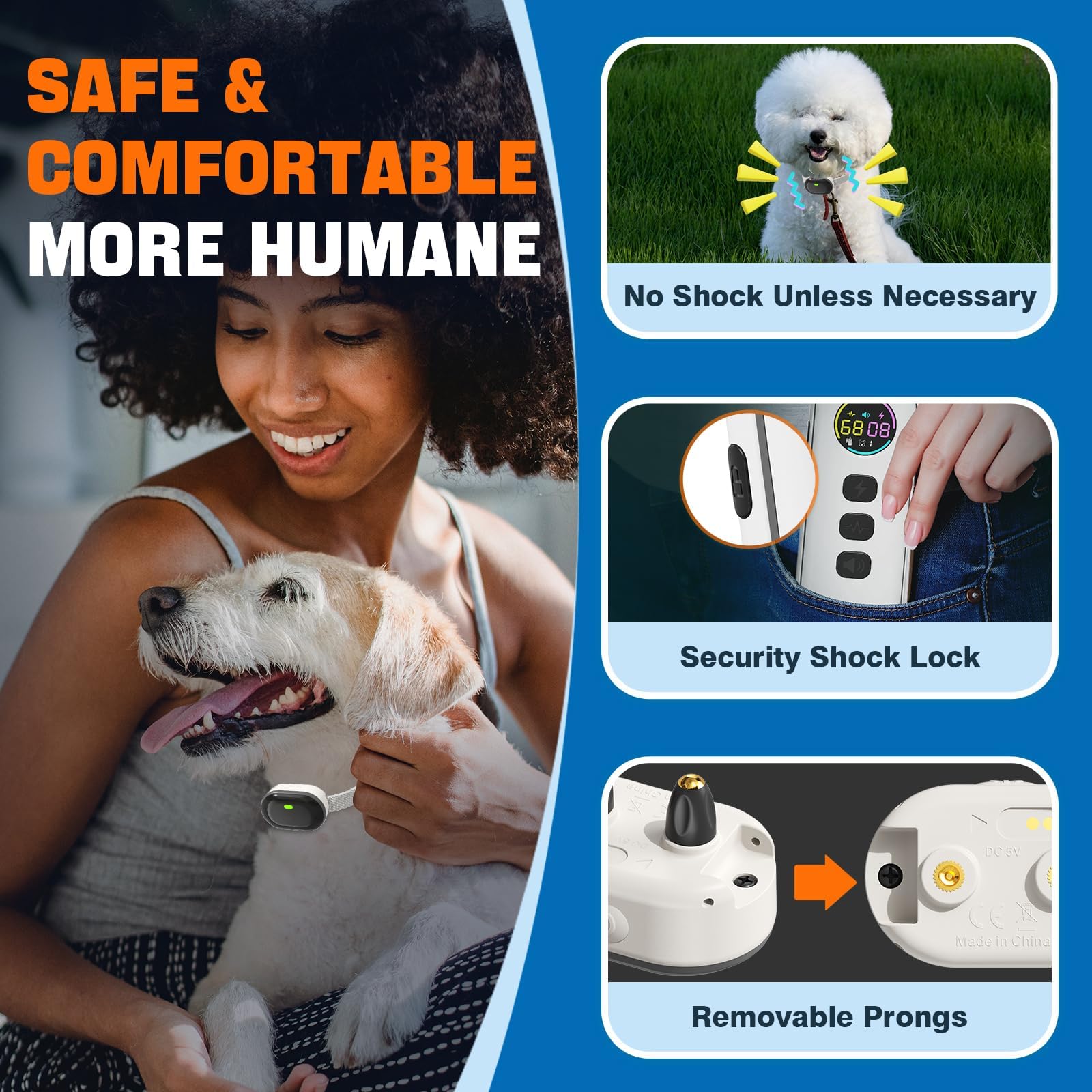 Ultra-Small Shock Collar, Ultra-Light Thin Dog Training Collar with 1300ft Remote, Tailored for Small Dogs 5-15lbs & Medium Dogs, 198-Level Precise Co