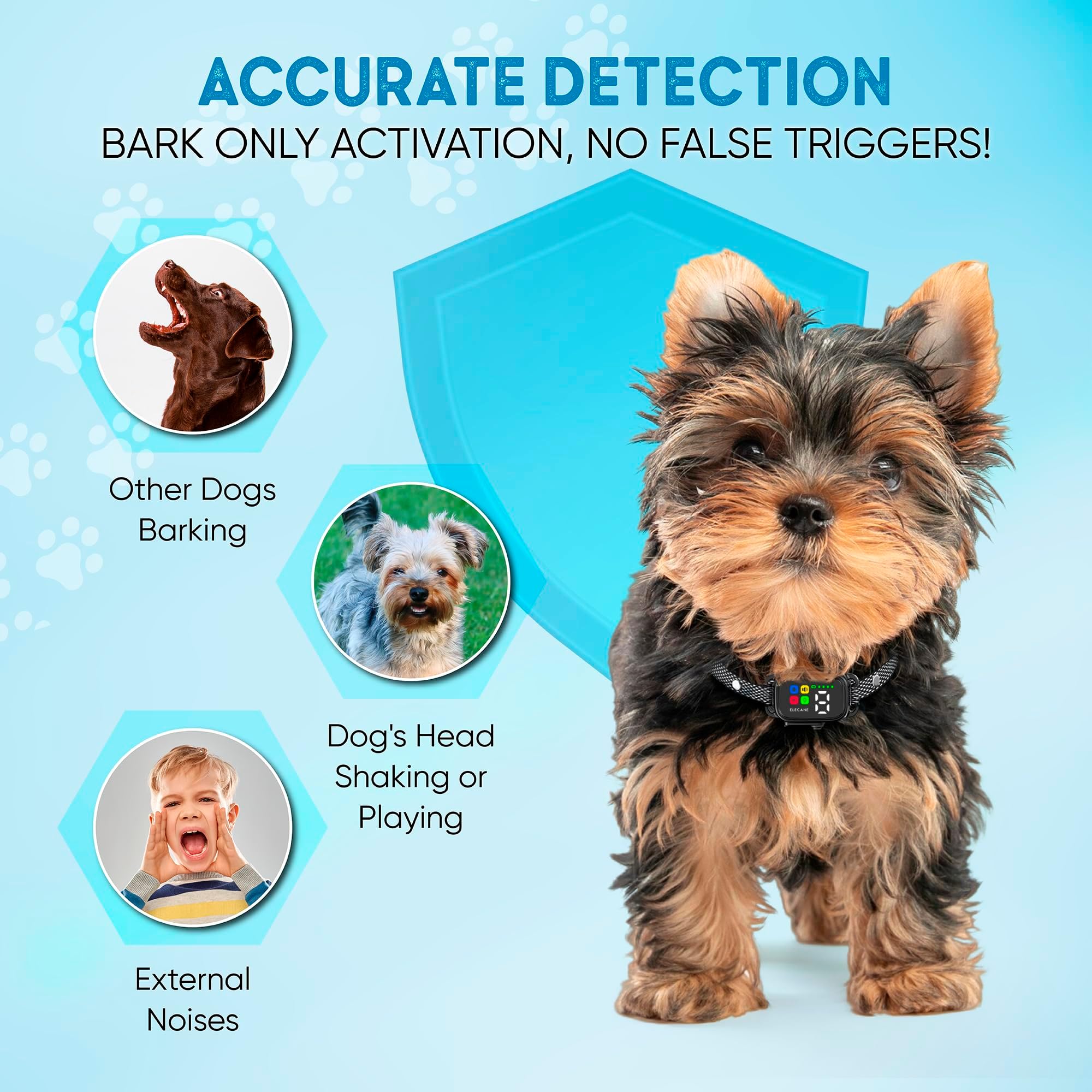 Extra Bark for Small Dogs 5-5 lbs Puppies No Shock Anti Barking Collar with 7 Sensitivity Levels and 3 Beep&Vibration Modes Humane Dog Training Device
