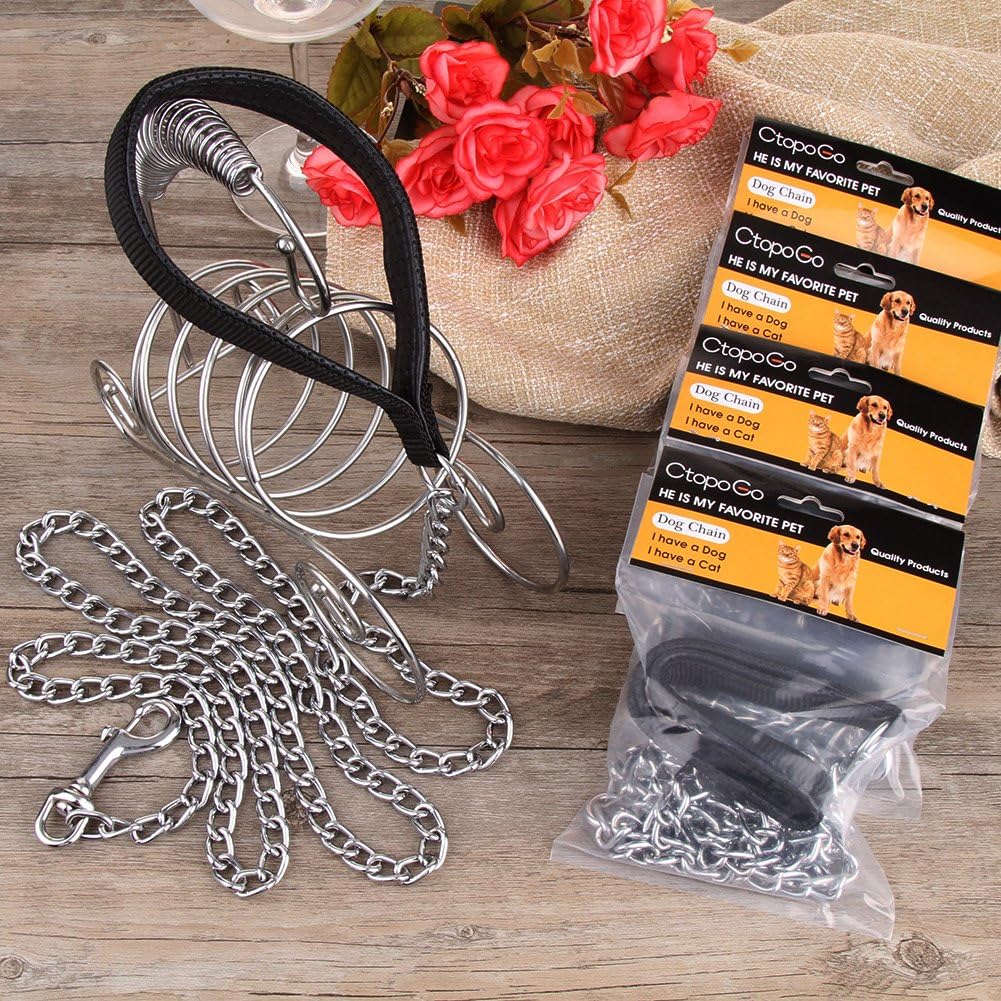 CtopoGo Heavy Duty Leash,Metal Leash Dog Chain with Padded Handle for Large & Medium Size Dogs