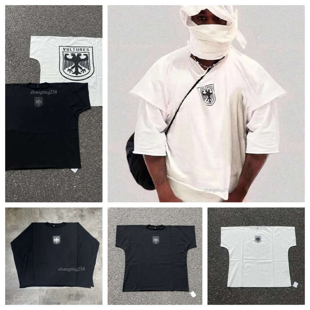 Men's T Shirts Designer Oversized Printed T-shirt Casual Harajuku KanyeDouble Headed Eagle Print Loose Hip Hop Long Sleeve T-shirt for Men