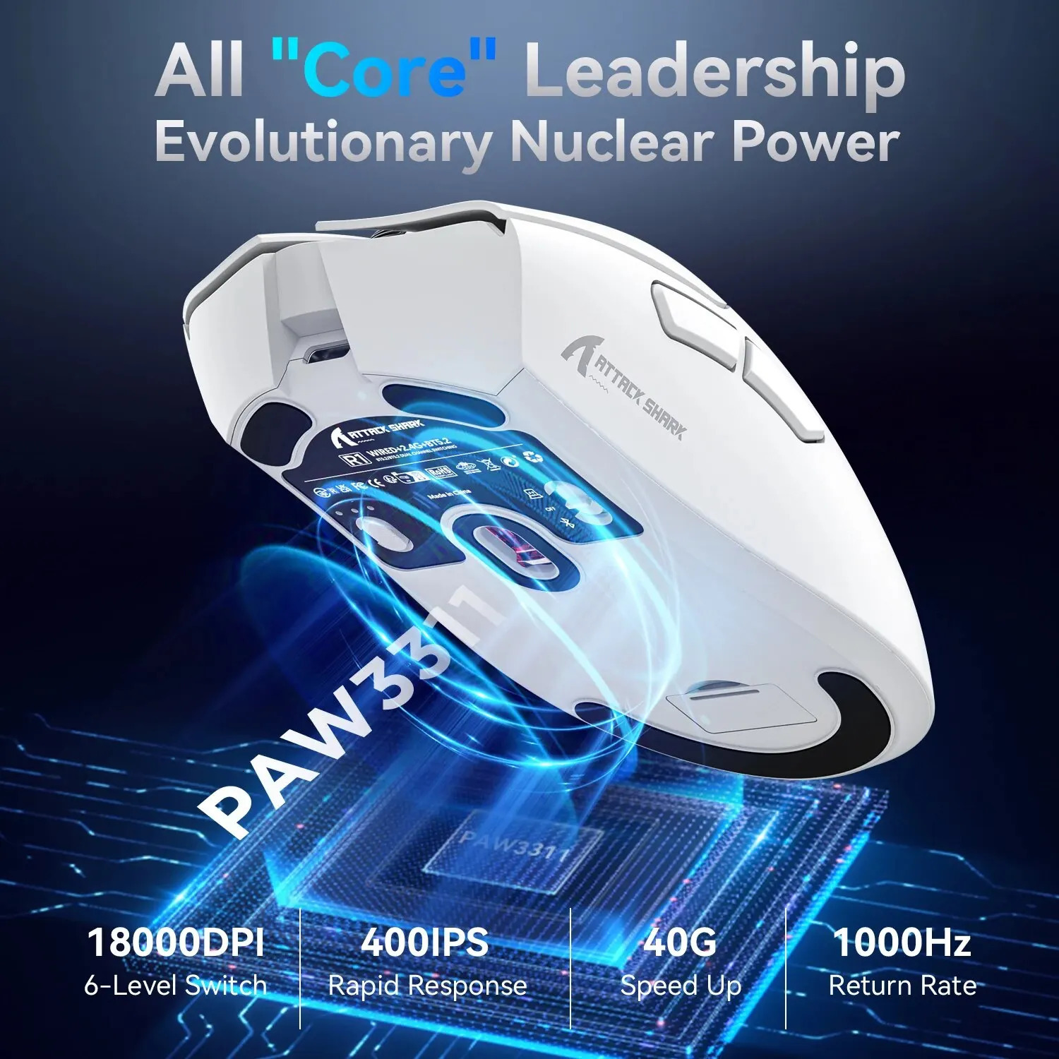 R1 Superlight Mouse Bluetooth 24G Wireless Gaming Mouse PixArt PAW3311 Gaming Sensor 6 Adjustable DPI for Office Game 241113
