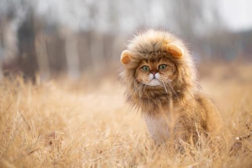 Mane Wig Dog and Costume Pet Adjustable Washable Comfortable Fancy Lion Hair Cat Clothes Dress for Halloween Christmas Easter Festival Party