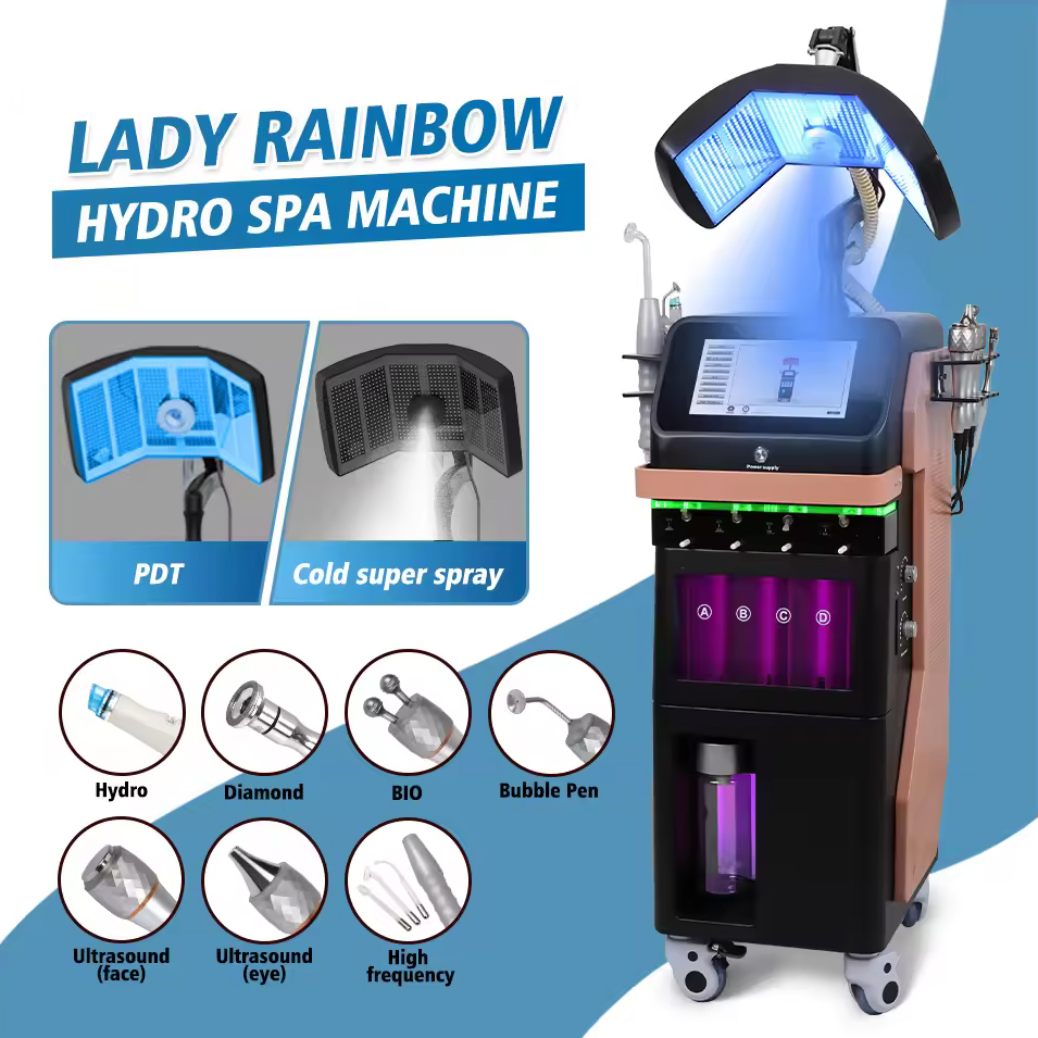 New Model Upgrade 9 in 1 Face Dermabrasion Skin Rejuvenation Bubble Deep Faceting Blackhead Acne Treatment 3 Colors PDT Phototherapy Machine