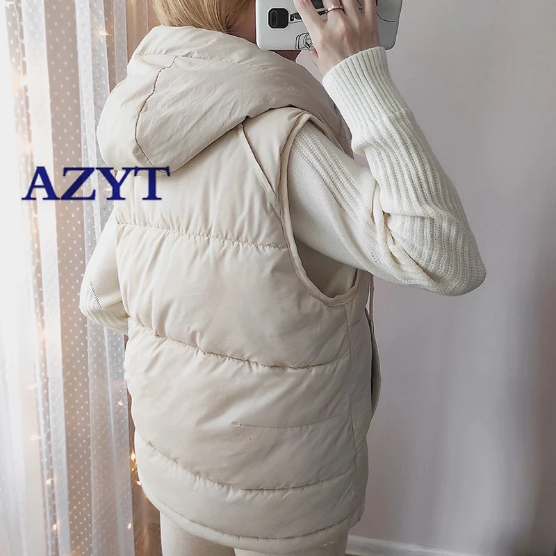 Winter warm vest womens fashionable hooded cotton vest casual winter sleeveless jacket womens coat 241126