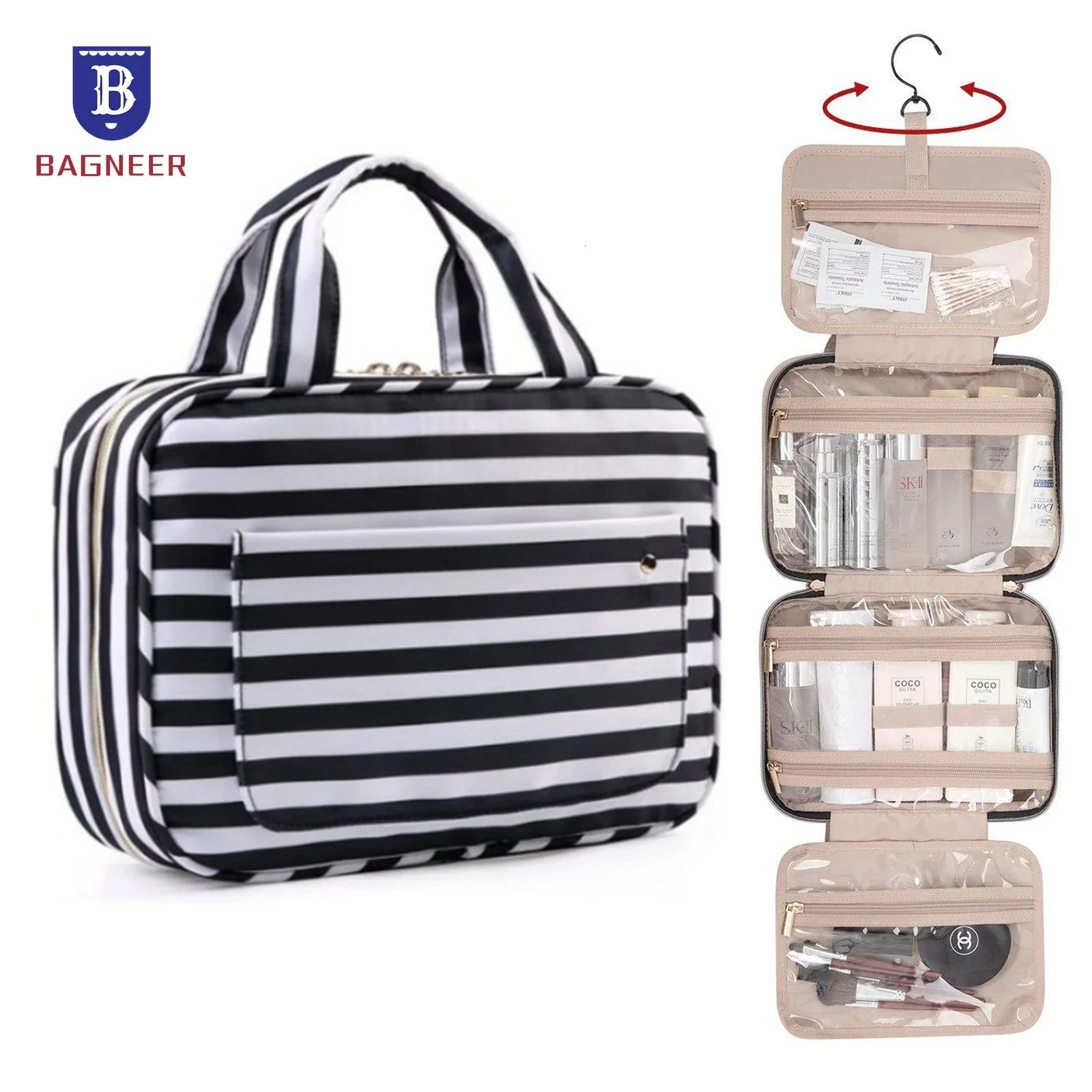 Foldable Travel Organizer Hanging Toiletry Makeup Bag Women Cosmetic Make Up Storage Waterproof Beauty Pouch Men Bathroom Case 241127