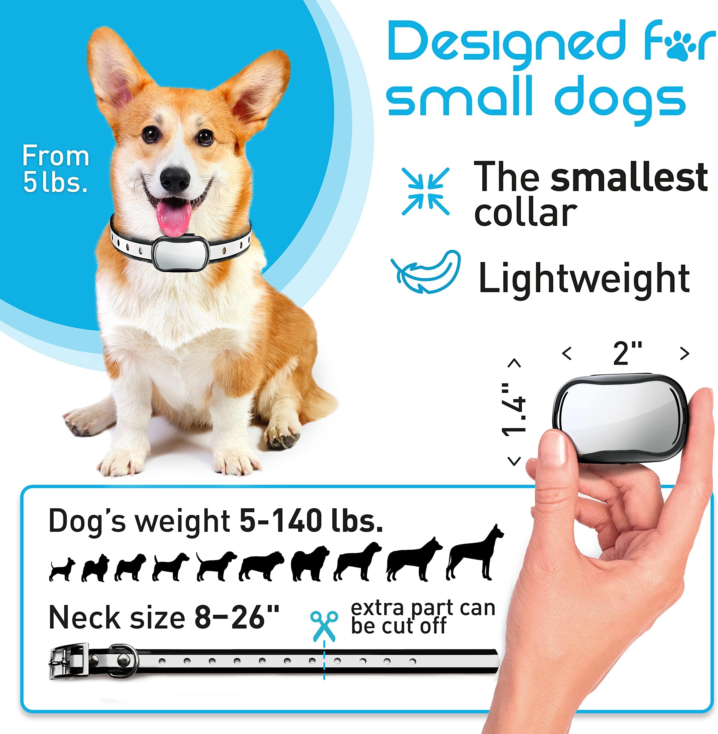 Extra Size Dog Training Collar Remote for Small Dogs 5-15lbs and Puppies with Shock - Waterproof & 1000 Ft Range