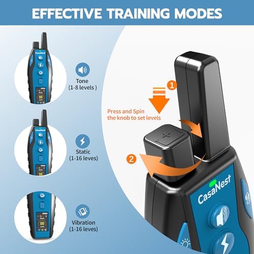 CasaNest Remote - 3300Ft Dog Training 60-100lbs Waterproof, Adjustable E Collar Beep Shock Vibration Modes with Flighing Light for Small Medium Large 