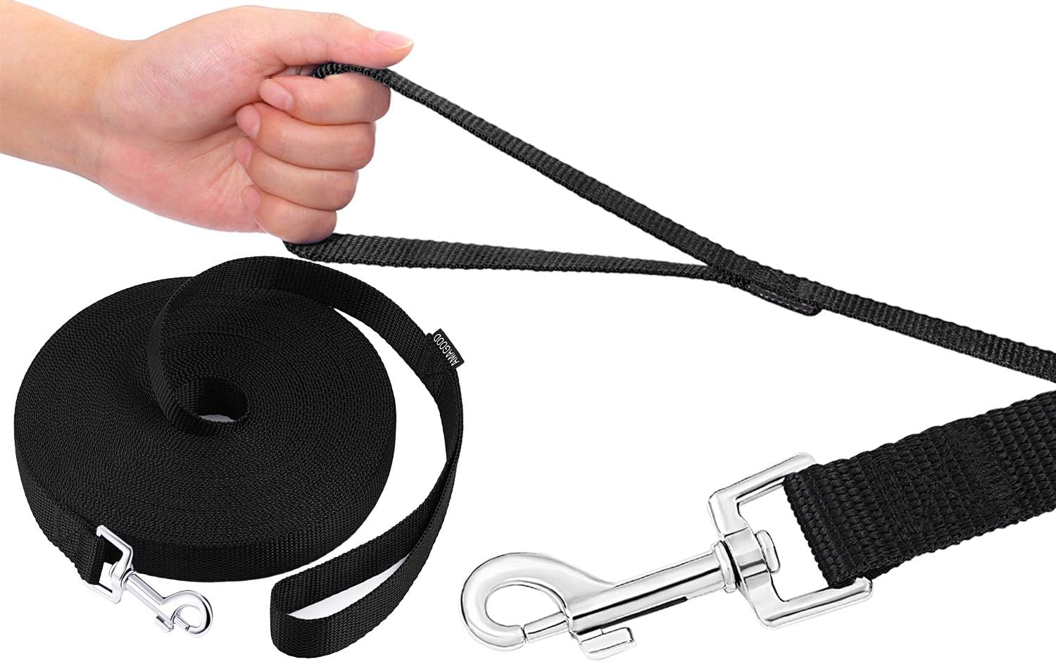 AMAGOOD Dog/Puppy Obedience Recall Training Agility Lead-15 20 30 50 ft Long Leash-for Dog Training,Tie Out,Play,Safety,Camping (30Feet x 1Inch,Orange
