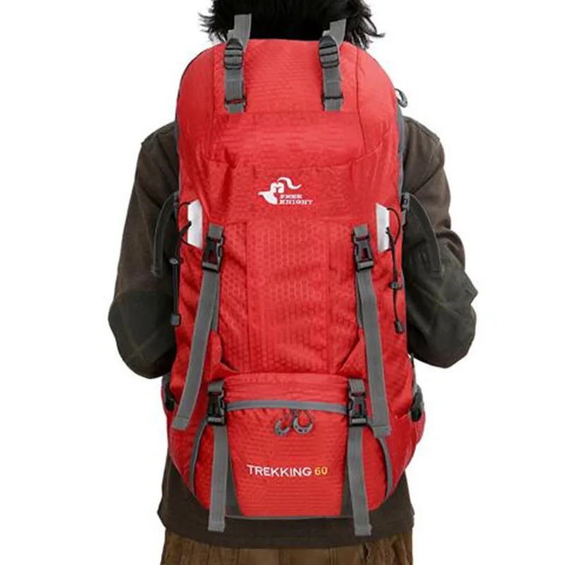 60L Man Woman Hiking Camping Backpacks Waterproof Hike Travel Outdoor Bag For Climbing Trekking Sports Rucksack Bags Rain Cover 241127