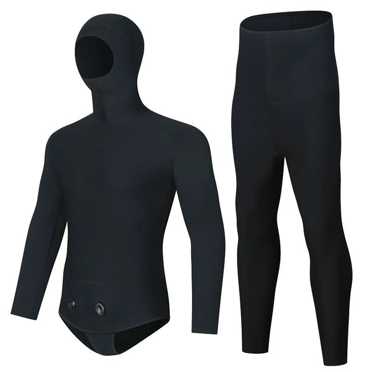 Winter M Neoprene Hooded Wetsuit Men Two Pieces Separate Set Diving Suit Scuba Spearfishing Surfing Deepwater Thermal Swimsuit 240410
