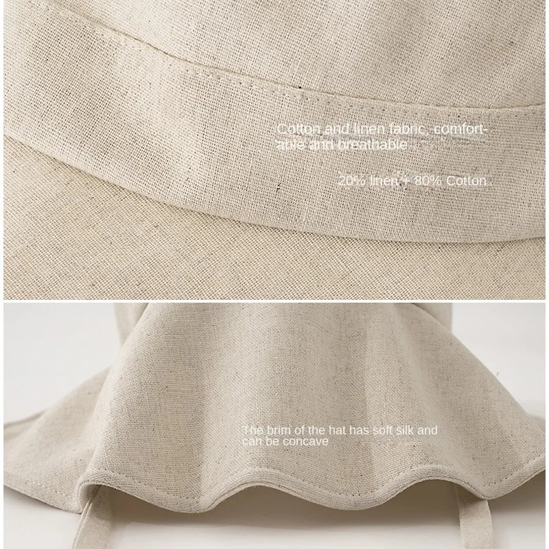 Japanese Cotton and Hemp Rope Fishermans Hat Big Buri Summer Lightweight Breathable Sunshade Hat Korean Version Lolita Hat Bucket Hat 241127