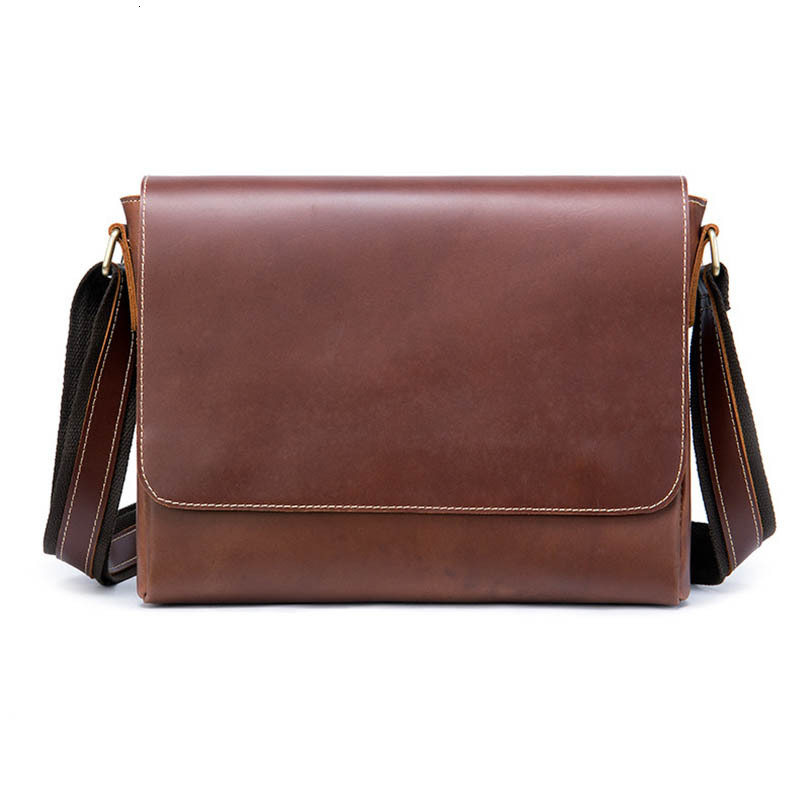 Luufan Genuine Leather Messenger For Man Vintage Crazy Horse leather Shoulder Cowhide Magnetic Flap Laptop Crossbody Bag