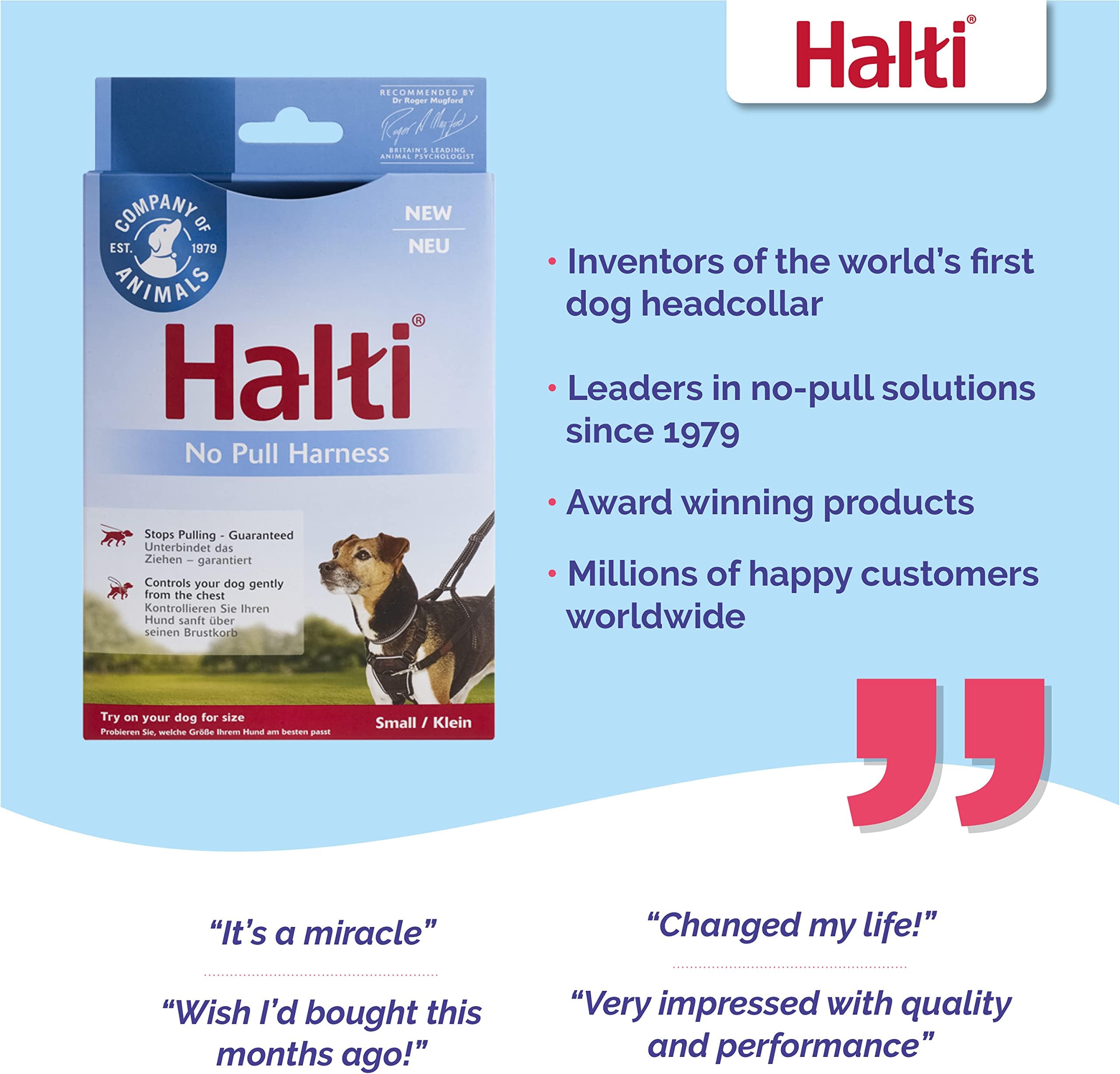 HALTI No Pull - To Stop Your Pulling on the Leash. Adjustable, Lightweight and Easy to Use. Reflective Dog Training Harness for Dogs (Size S