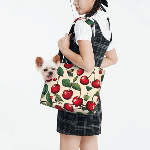Others Dog Carrier Lovely Sweet Red Cherry 2 Pet Carrier Handbag Pet Tote Bag Cats Dogs Comfort Portable Foldable Pet Bag Dog Carrier H250213
