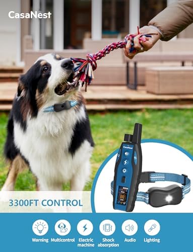 CasaNest Remote - 3300Ft Dog Training 60-100lbs Waterproof, Adjustable E Collar Beep Shock Vibration Modes with Flighing Light for Small Medium Large 
