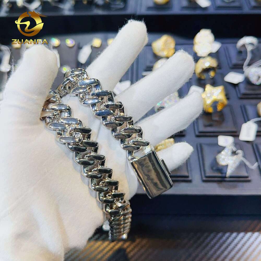 Custom Sterg Sier Jewelry 16Mm Full Baguette Design VVS Moissanite Chain Fashion Hip Hop Cuban K Chains For Men