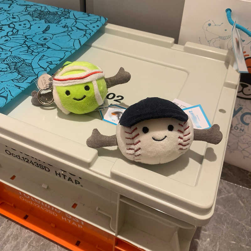 Keychains Lanyards Jellycat Cute Ball Plush Doll Keychain Tennis Baseball Doll Pendant Gift for Girlfriend H241127