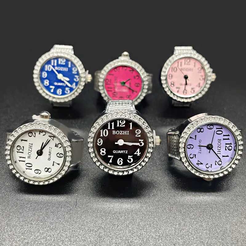 Steel Fun New Roman Quartz Finger Rings Vintage Punk Mini Elastic Str Alloy es Couple Rings Jewelry Clock Women MenXJ241127