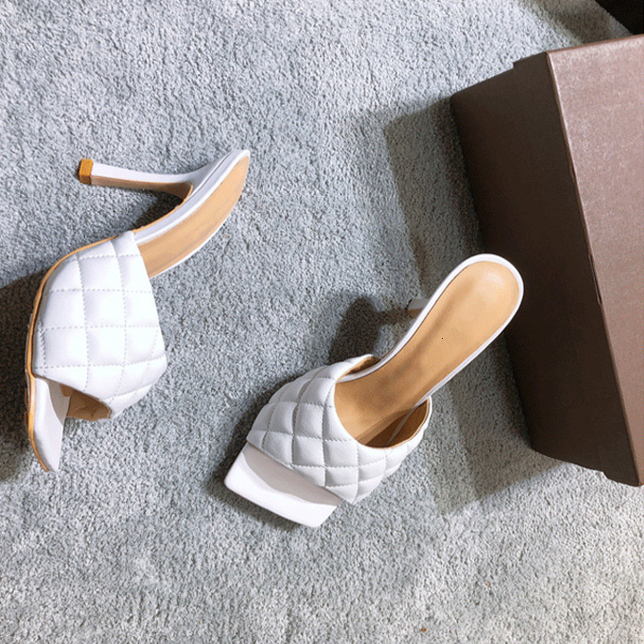 Lingge Embroidery Thread Slippers Women's Summer Fashion, Square Toe High-Heeled Shoes For Outdoor Wear, Slim Heel Sandals