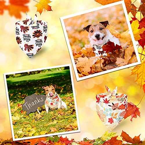 12 Pieces Thanksgiving Bandana Bandanas Clothes Accessories Maple Leaf Pumpkin Patterned Autumn Triangle Scarf Bibs for Large Small Dog Kerchief Cat P