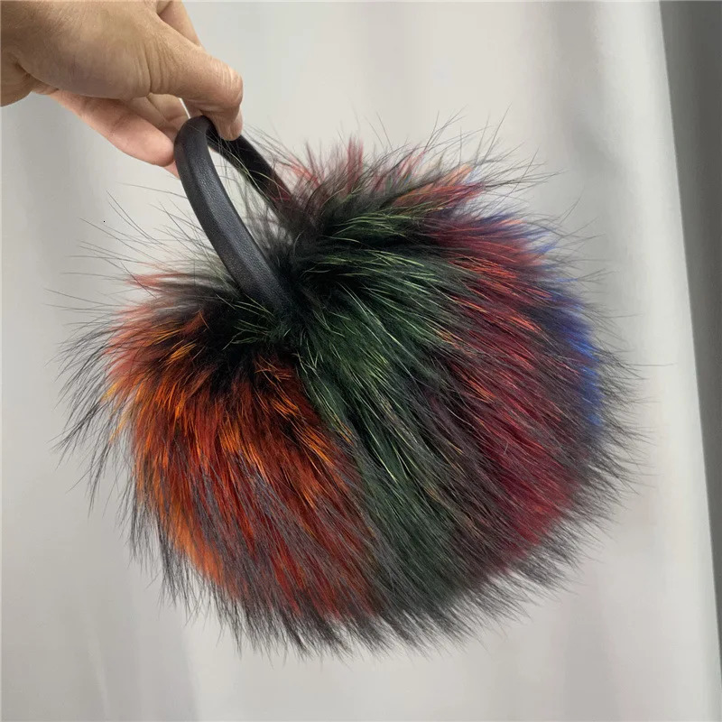 Rainbow Color Fox Fur Earmuffs Warm Protection Earmuffs Genuine Leather Bracket Fur Earmuffs Ear Covers Winter Earmuffs 241126