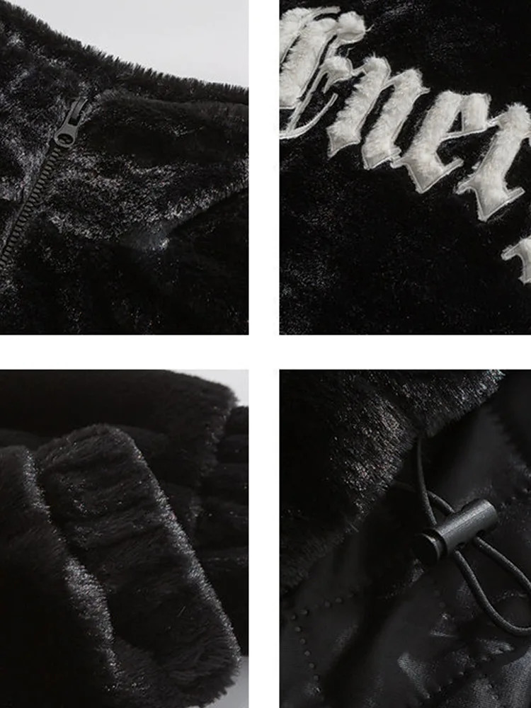 Gmiixder Mink Fur Standup Collar Embroidered Padded Jacket Men Winter Casual Thickened Coat Unisex Warm Streetwear 241112