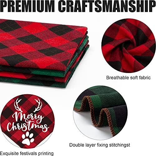 4 Pack Merry Dog Bandanas ic Triangle Fall Xmas Christmas Printing dogs Red Plaid Scarf Bibs Kerchief Gifts Set - Pet Holiday Accessories Decoration f
