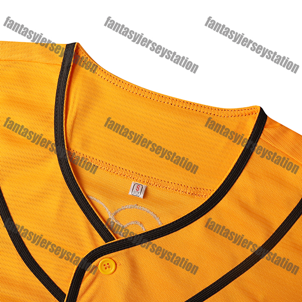 Men's Polyester Baseball Jersey Bad News Bears #3 Yellow Tanner Boyle Chico'S Bail Bonds Embroidered V-Neck, Breathable Button-Up Shirt for 