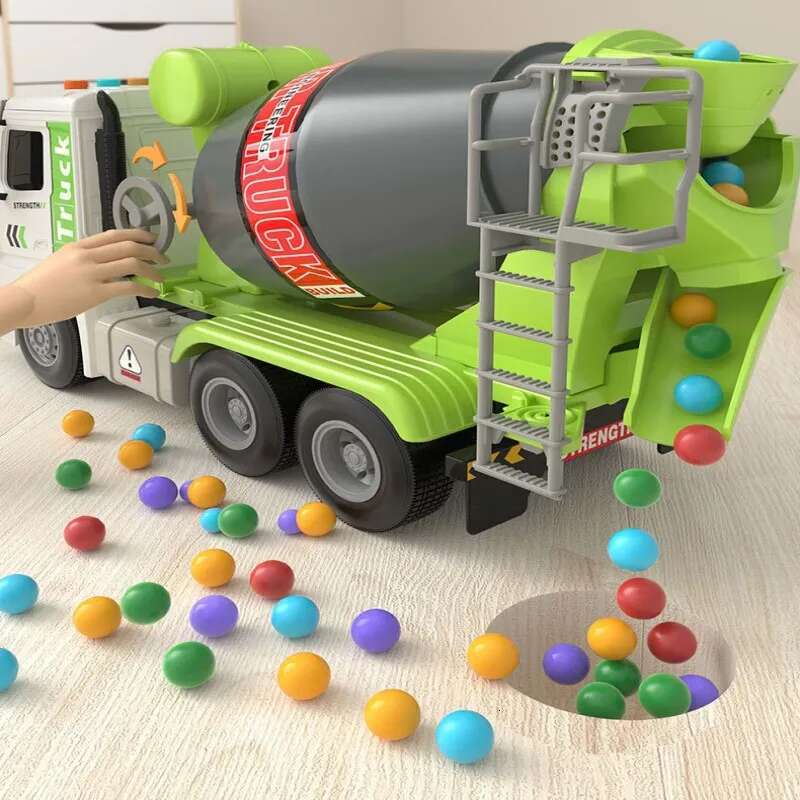 Simulation Inertial Engineering Truck Cement Mixer Truck Discharge Acousto-optic Concrete Set Toys for Kids 2 To 4 Years Old