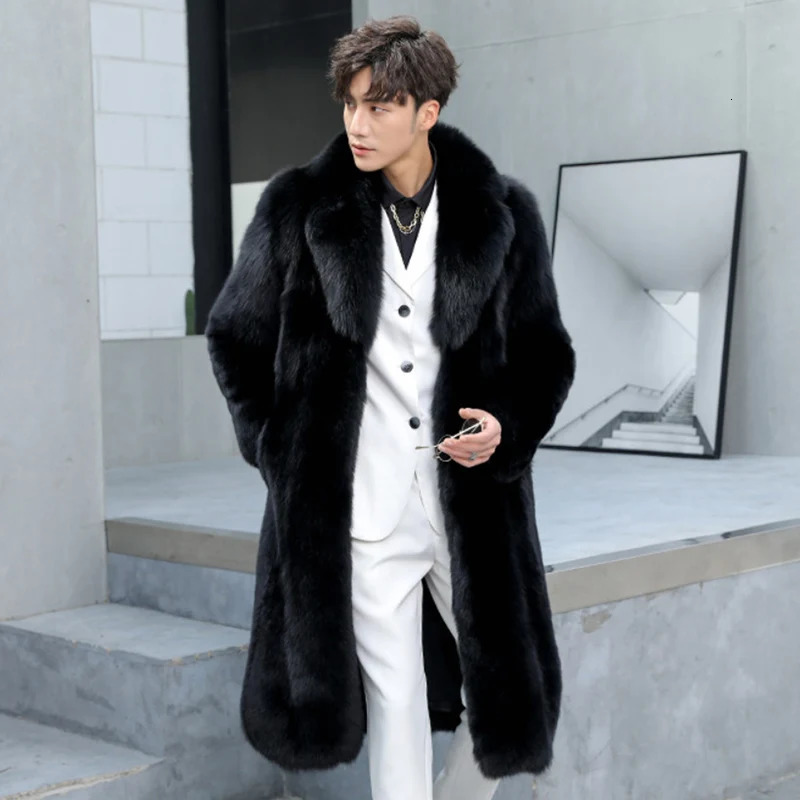 Mens Faux Fur Coat Winter Thicken Fluffy Long Sleeve Warm Outerwear y Bontjas Jackets Windbreaker 241112