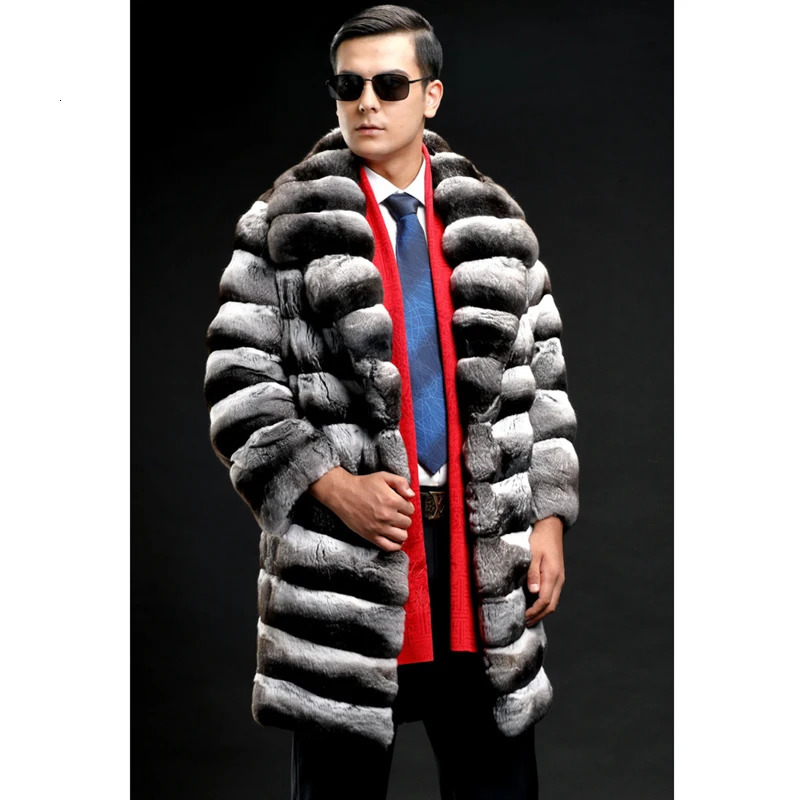 Mens fur coat mink midlength winter clothes zebra print fashion casual 241112