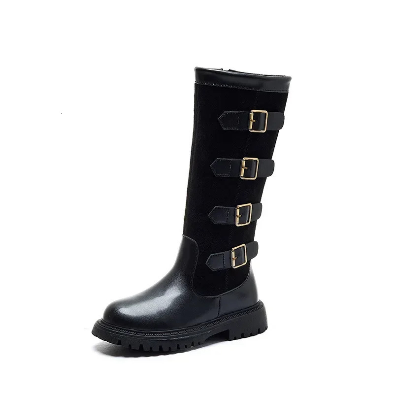 Children High Boots for Girls Autumn Winter Fashion and Comfortable British Style Casual Versatile Trendy Leather Shoes 241127