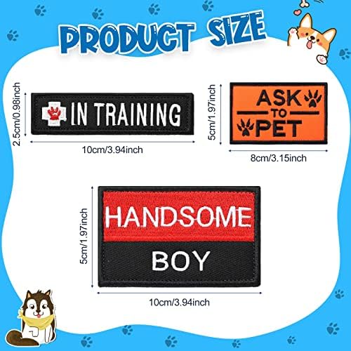 12 Pieces Patches Removable Tactical Harness Set Service Embroidered in Training Animal Working Dog Patch for Vest Harnesses Collars Leashes Free ship