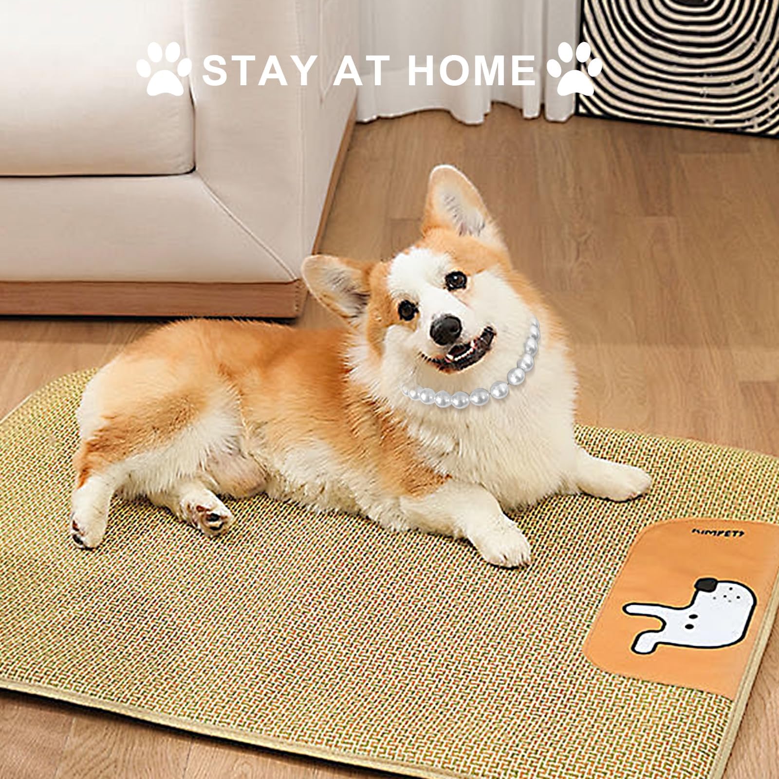 Pet Pearl Collar, Adjustable Dog Necklace,Chic Jewelry for Cat Puppy Chihuahua Girl Dogs Clothing Dress Accessories(White) (M 11.8''