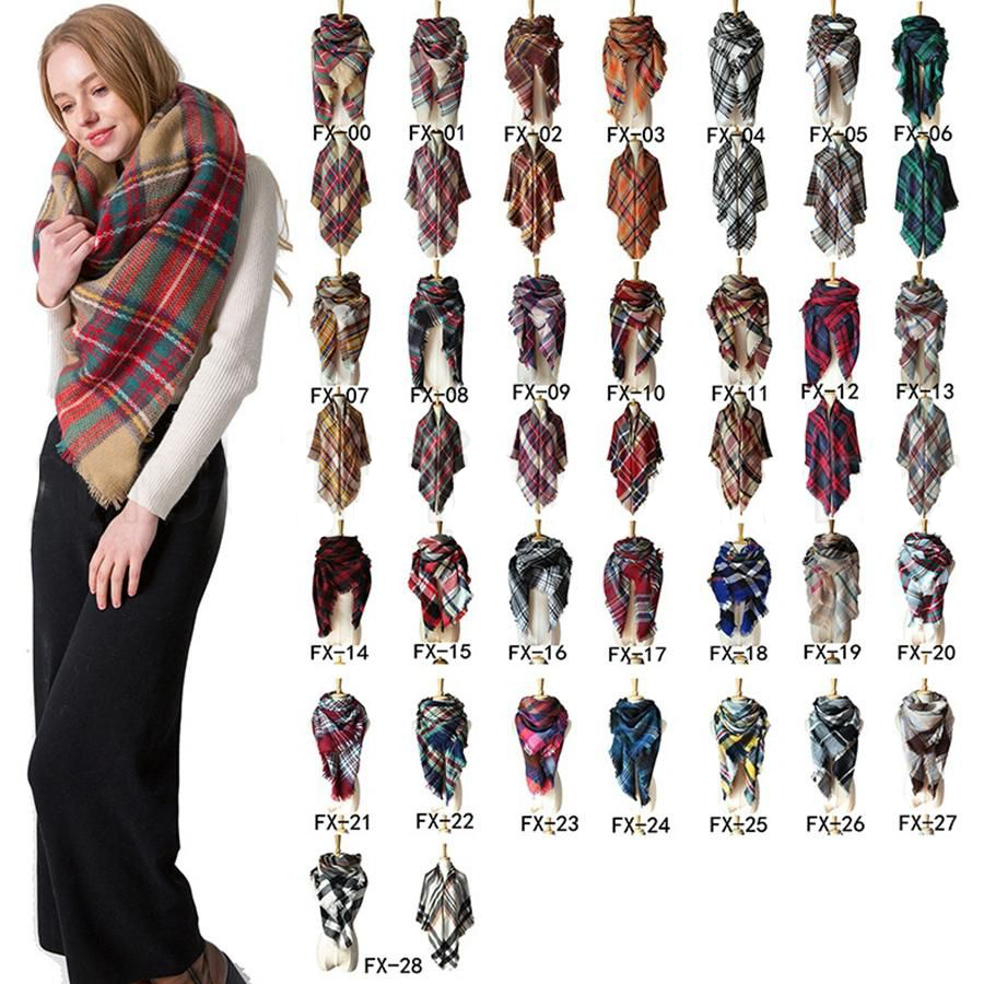 Wedding Accessories Other Accessories 34 Colors Plaid Pashmina Scarf 140*140CM Woman Oversized Tartan Wrap Shawl Square Tassel Scarves Warm