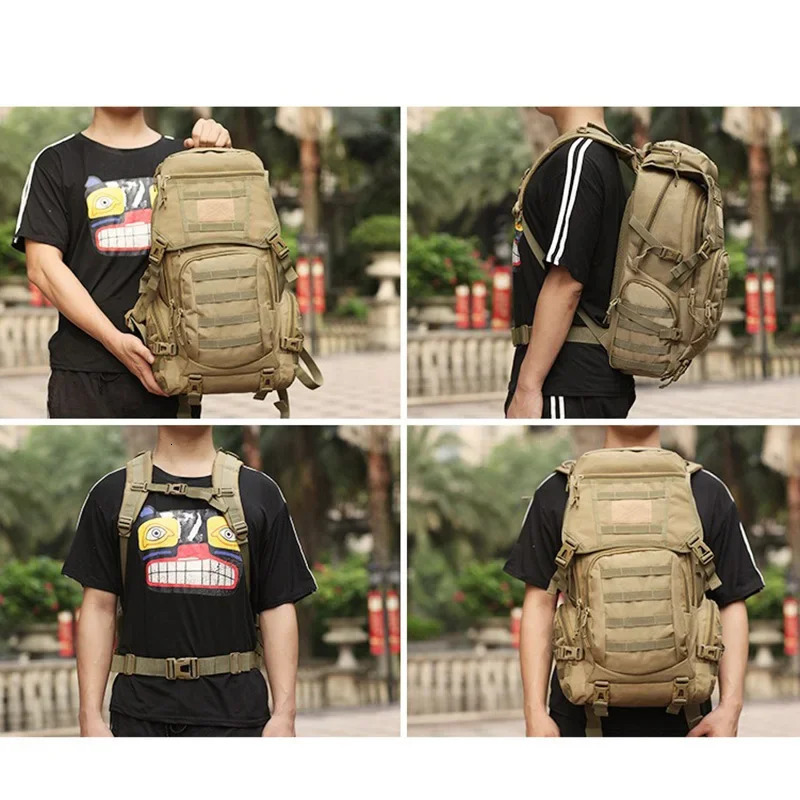 Large Capacity Outdoor Sports Bag Tactical Backpack Outdoor Fishing Hiking Camping Rucksack Bag 50L 241127