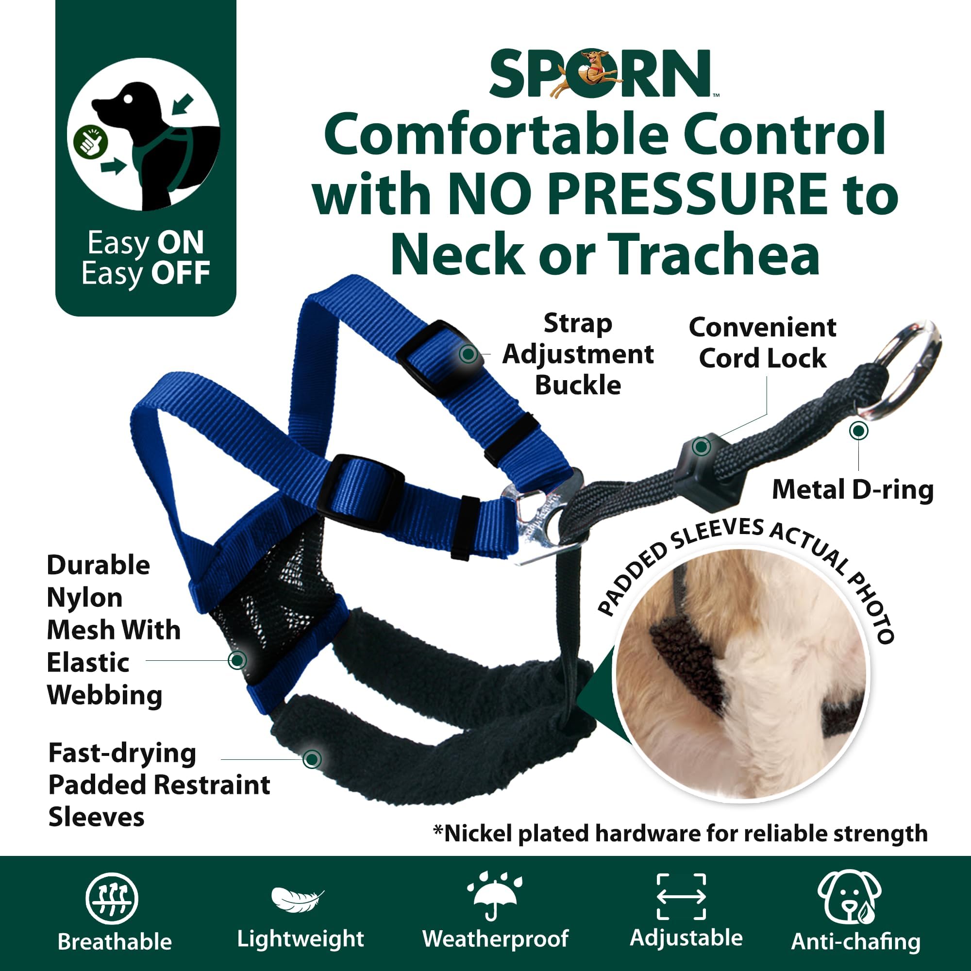 Sporn Mesh Durable Nylon Anti Breathable & Easy Body Harness, Dog No Pull Harness for Dogs Provides to Large Breeds
