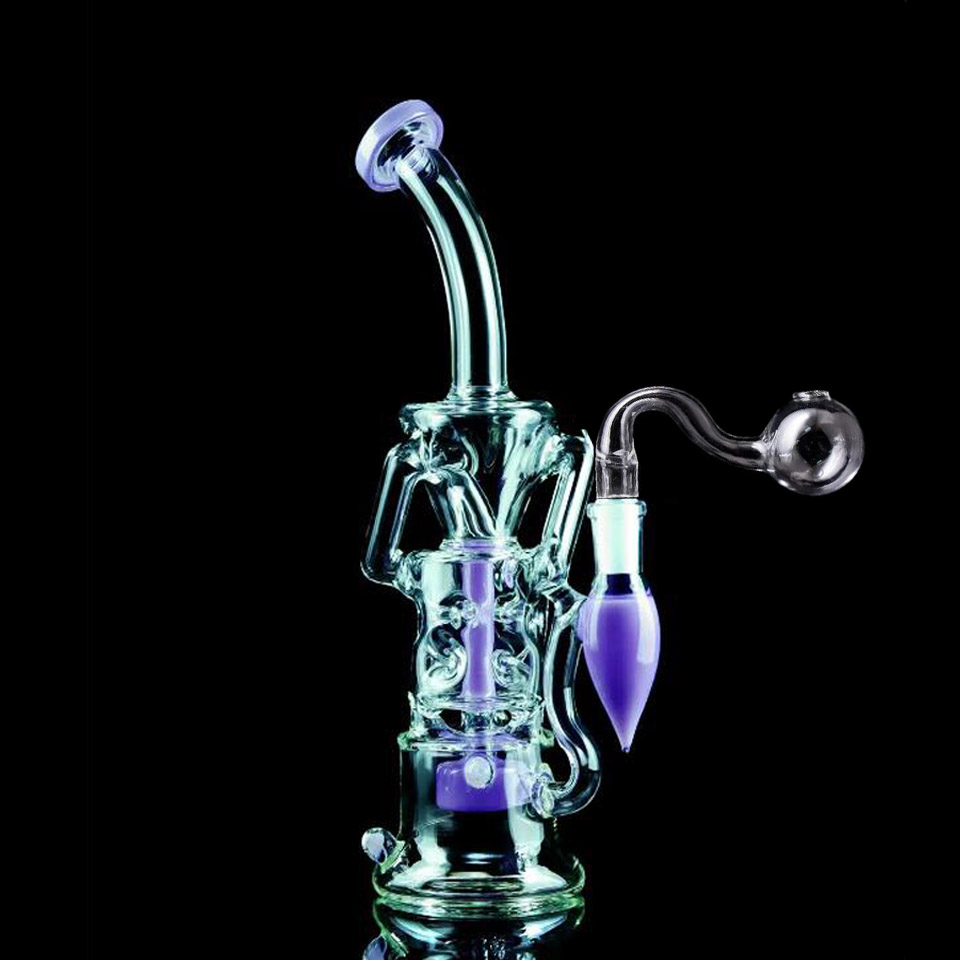 Beaker Bong Klein Recycler Oil Rigs Hookahs Heady Dab Rig Glass Water Bongs Smoke Pipe With 14mm Bowl