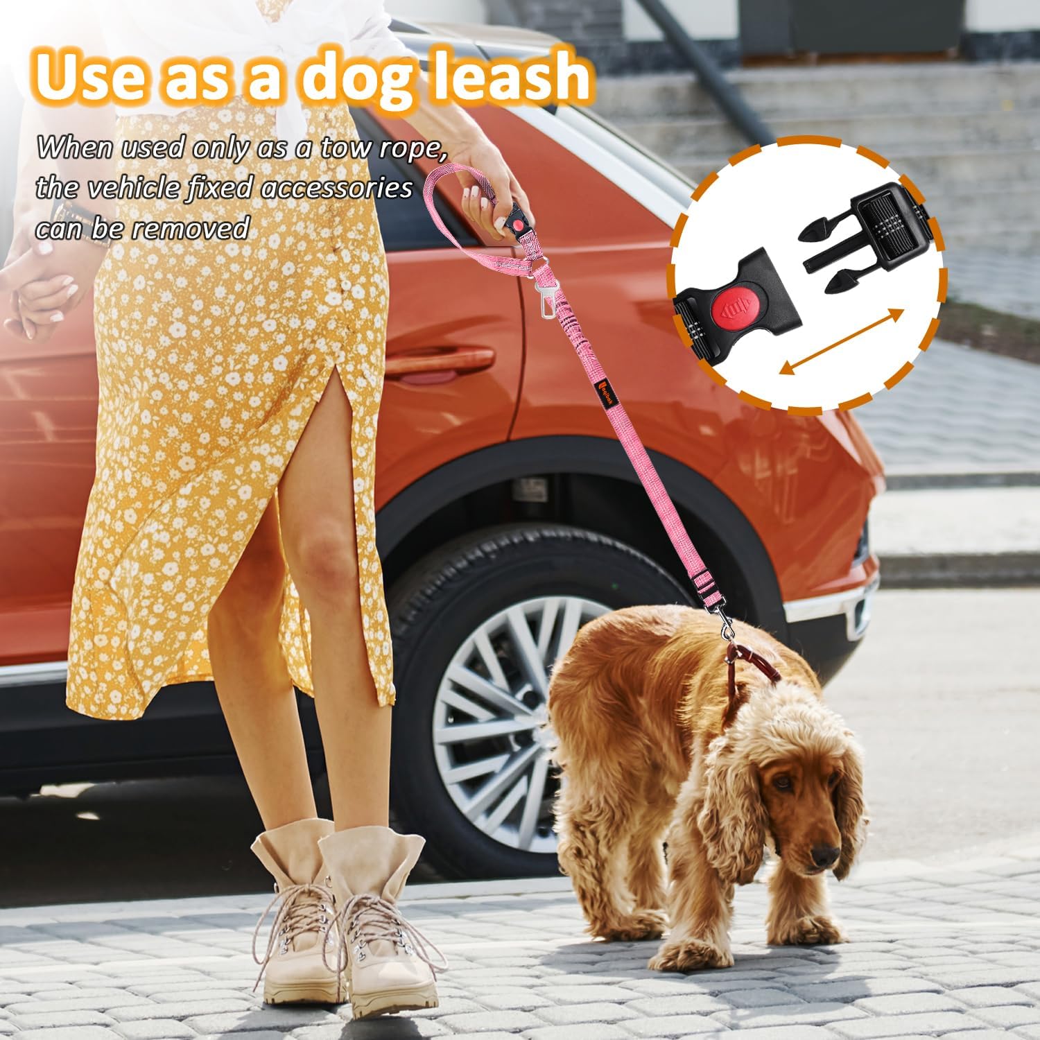 Removable Seat Belts Harness for Car, 3 in 1 Pet Car Leash, laqibak Restraint Secures to Headrest Reflective Effect Adjustable Bungee Dog Seatbelt 2PC