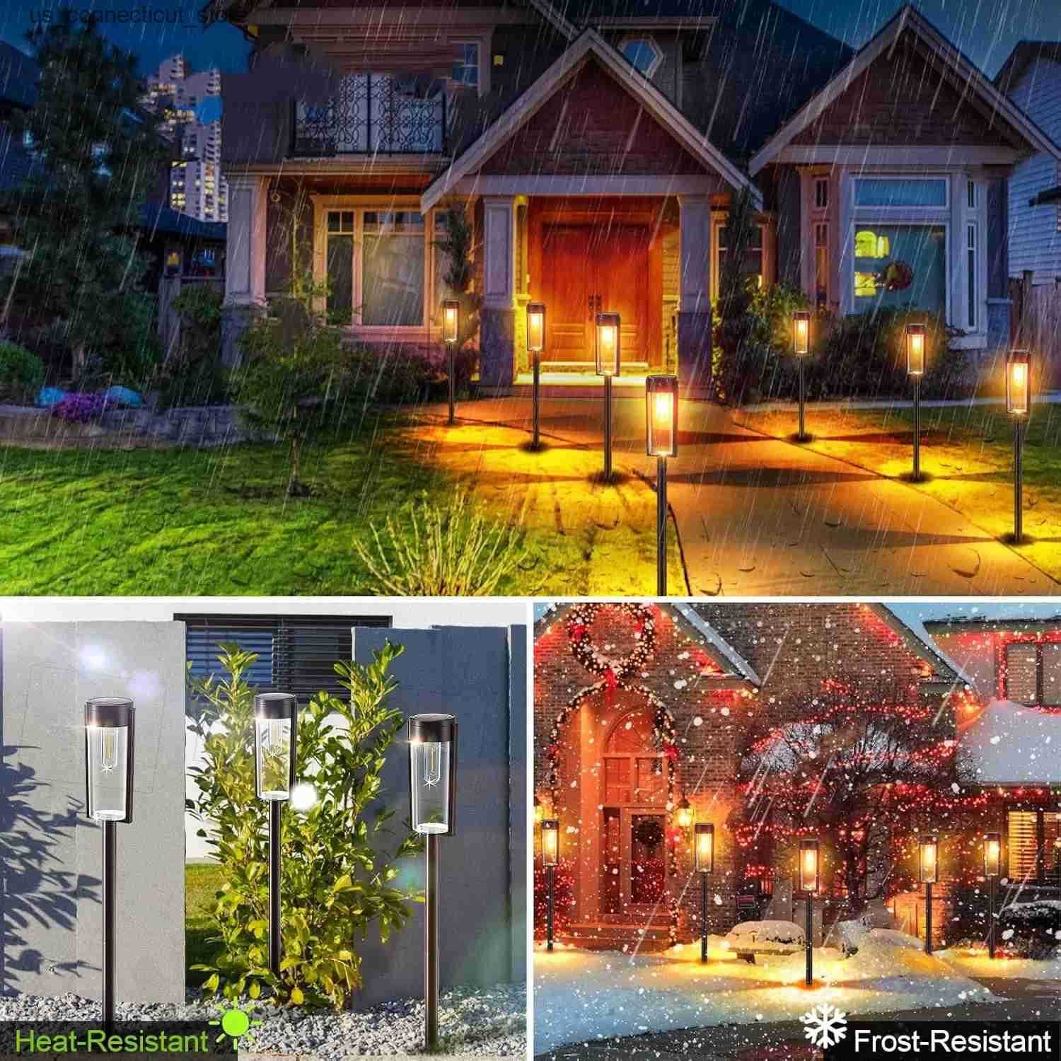 Solar Garden Lights 6/12 package includes outdoor solar path lights outdoor upgraded solar lights and automatic on/off solar landscape path lights L24