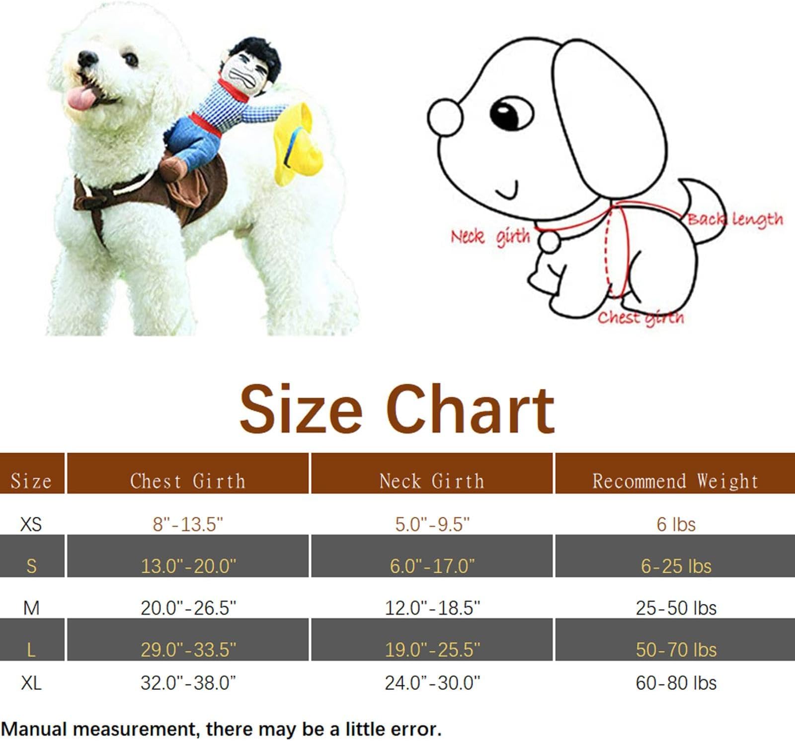 NACOCO Cowboy Rider Dog Dogs Clothes Knight Style with Doll and Hat for Halloween Day Pet Costume (XL