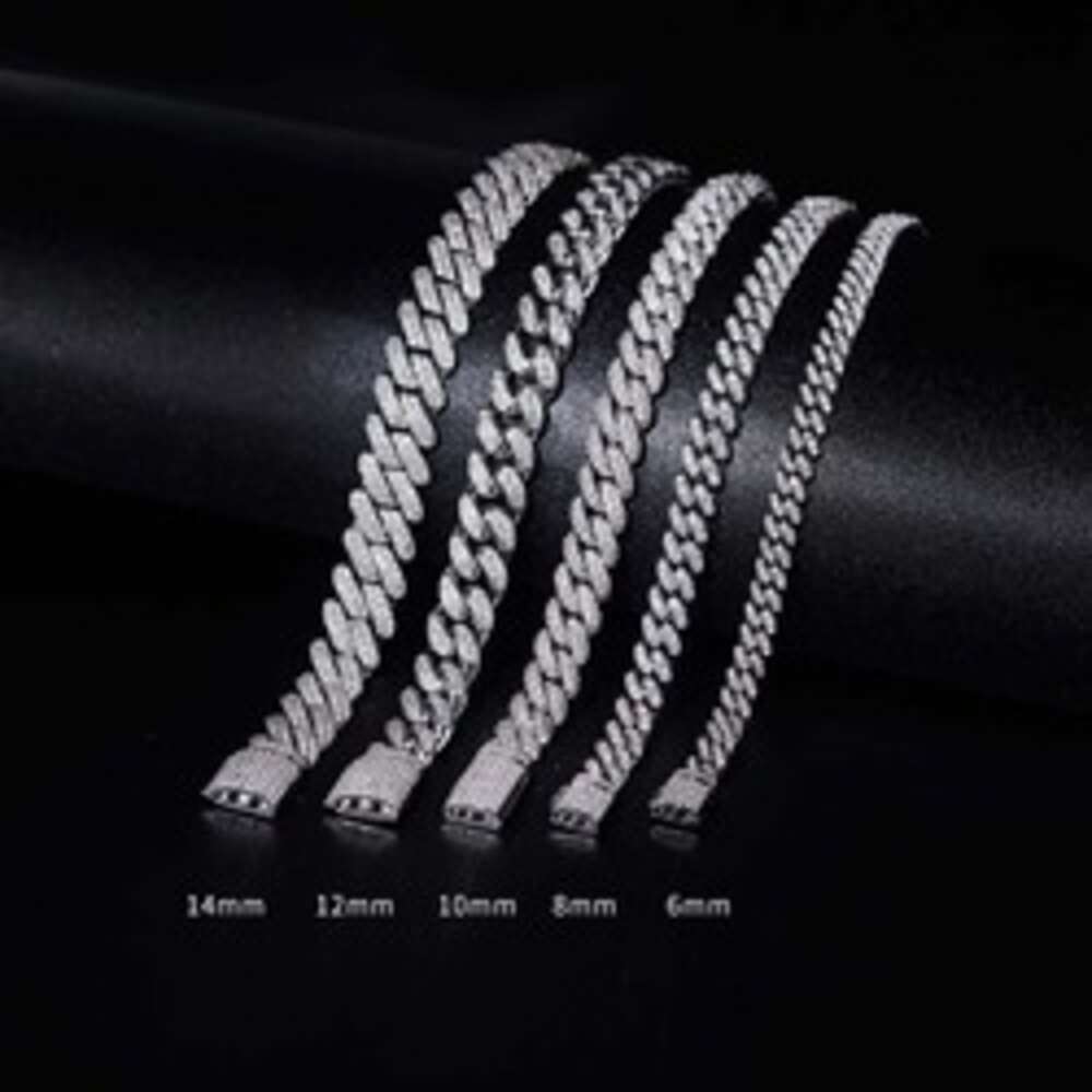 10mm 12mm 14mm Wholesale Price Best Quality 925 Silver Custom Bracelet Jewelry 6mm 8mm Iced Out Moissanite Cuban Link Chain
