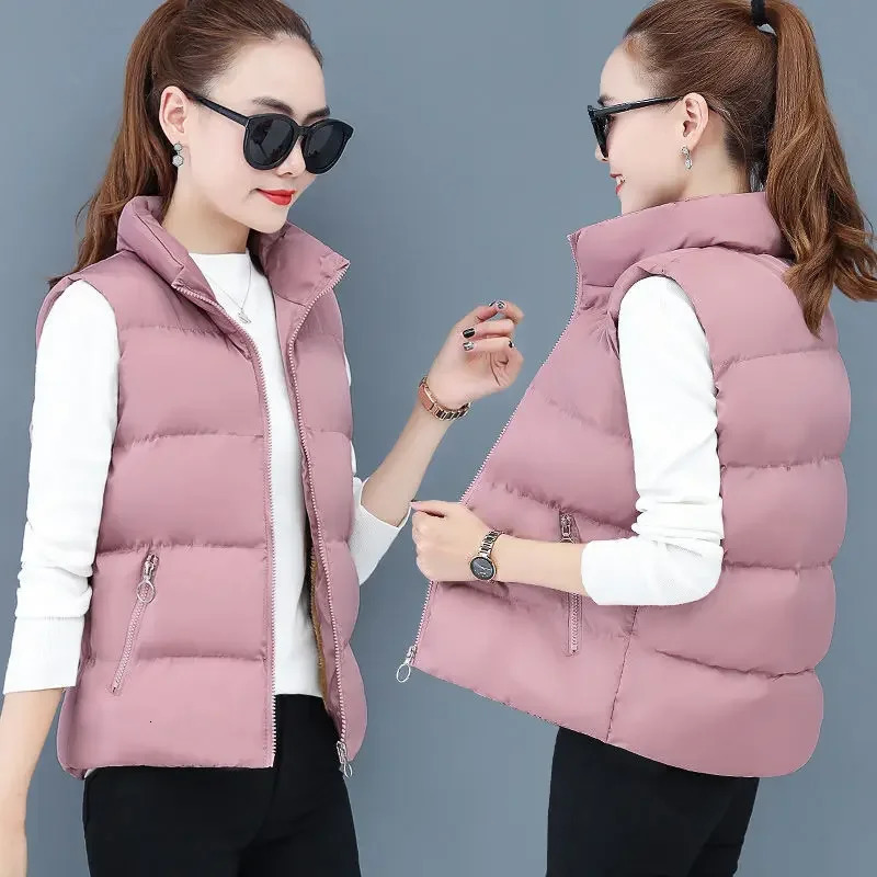 Womens jacket vest cotton vest womens winter loose sleeveless jacket Chaleco Mujer 241126