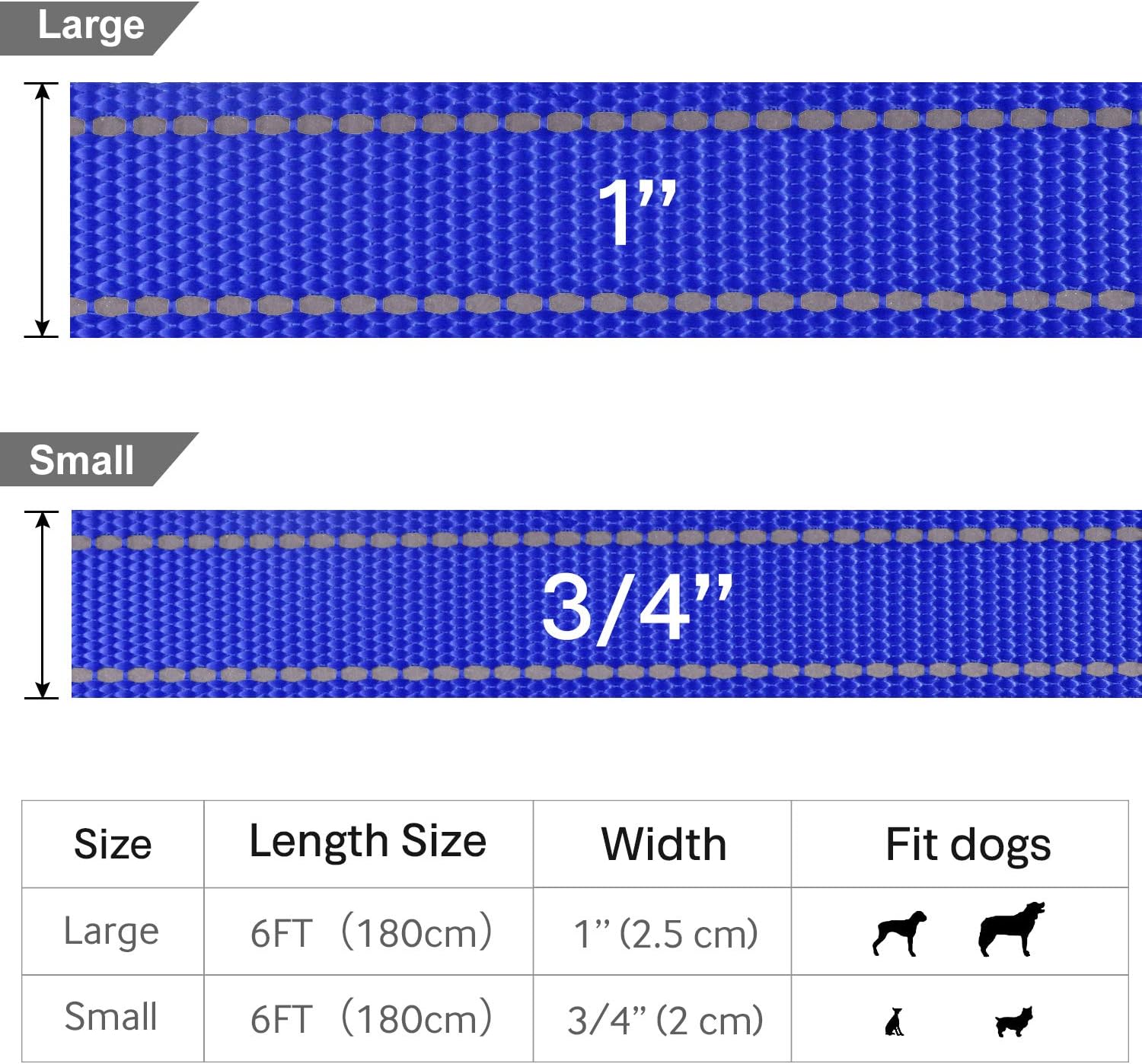 FunTags 6FT Reflective Dog Leash with Soft Padded Handle Training,Walking Lead for Large & Medium Dog, Inch Wide,HOTPINK